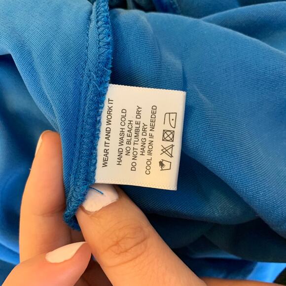 Rat & Boa Sahara Blue Velvet Dress Gown Maxi Womens Small - Picture 13 of 15